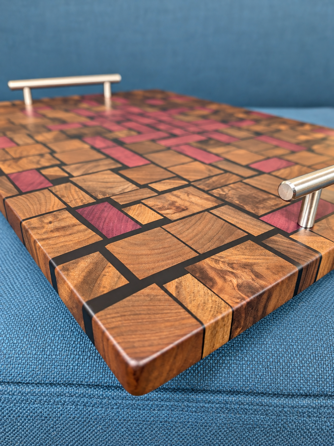 Walnut mosaic serving tray