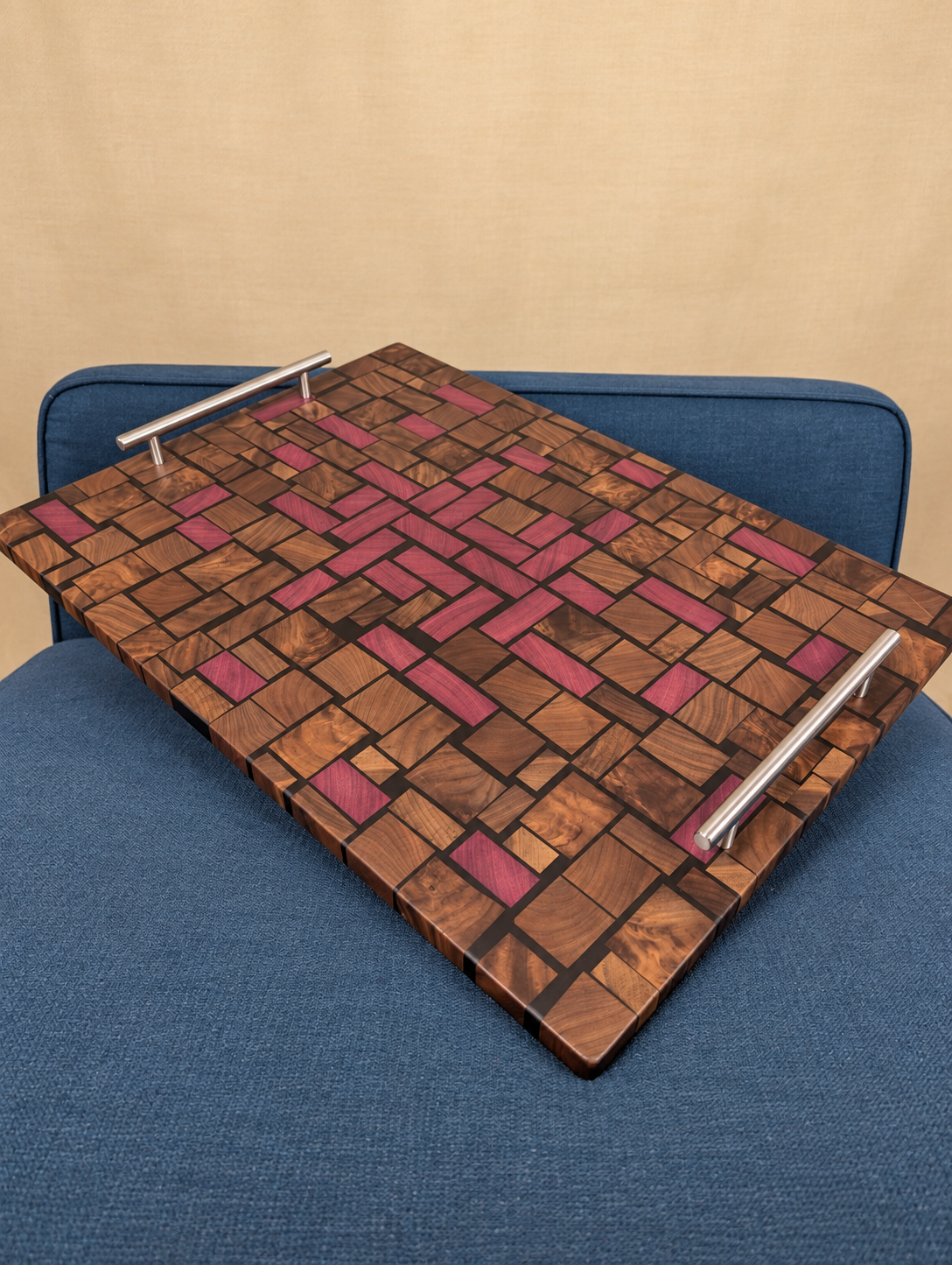 Walnut mosaic serving tray