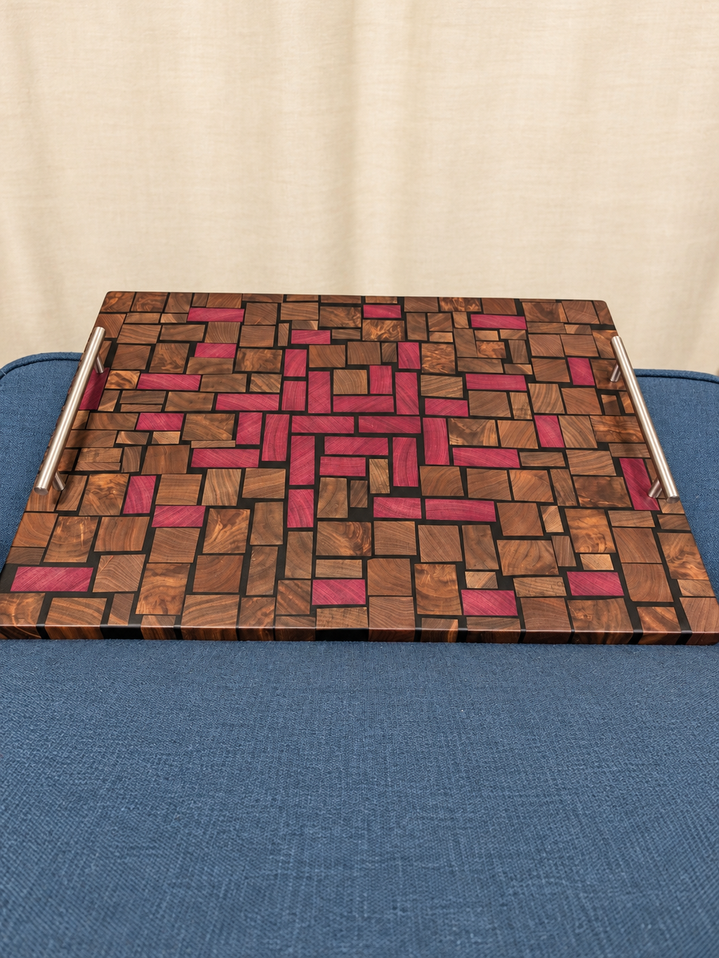 Walnut mosaic serving tray