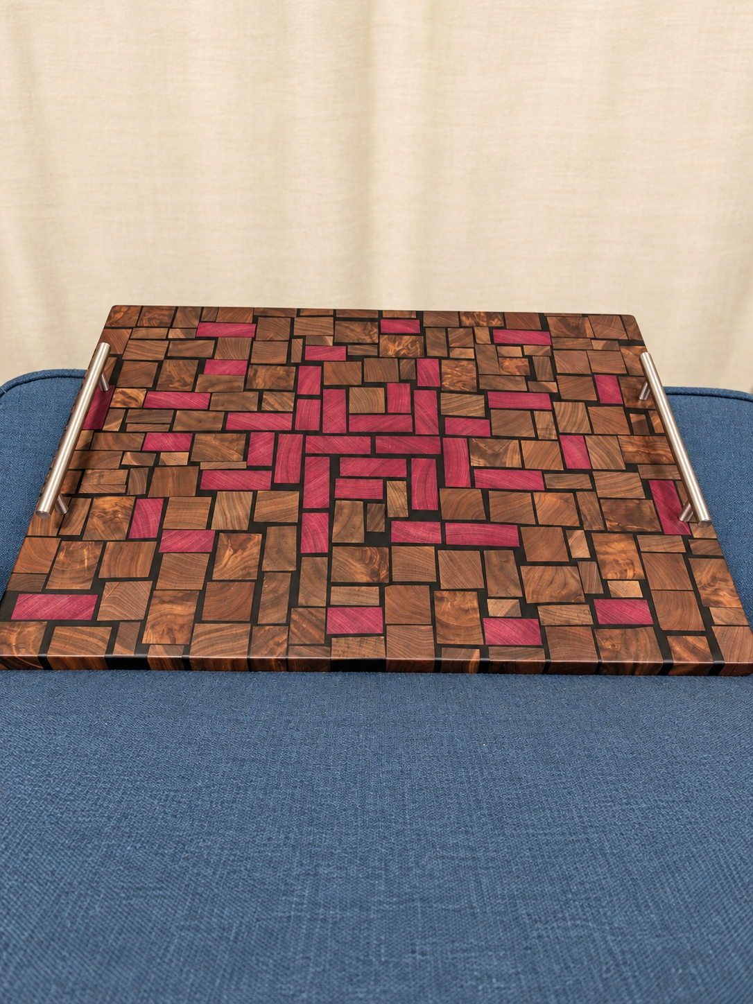 Walnut mosaic serving tray