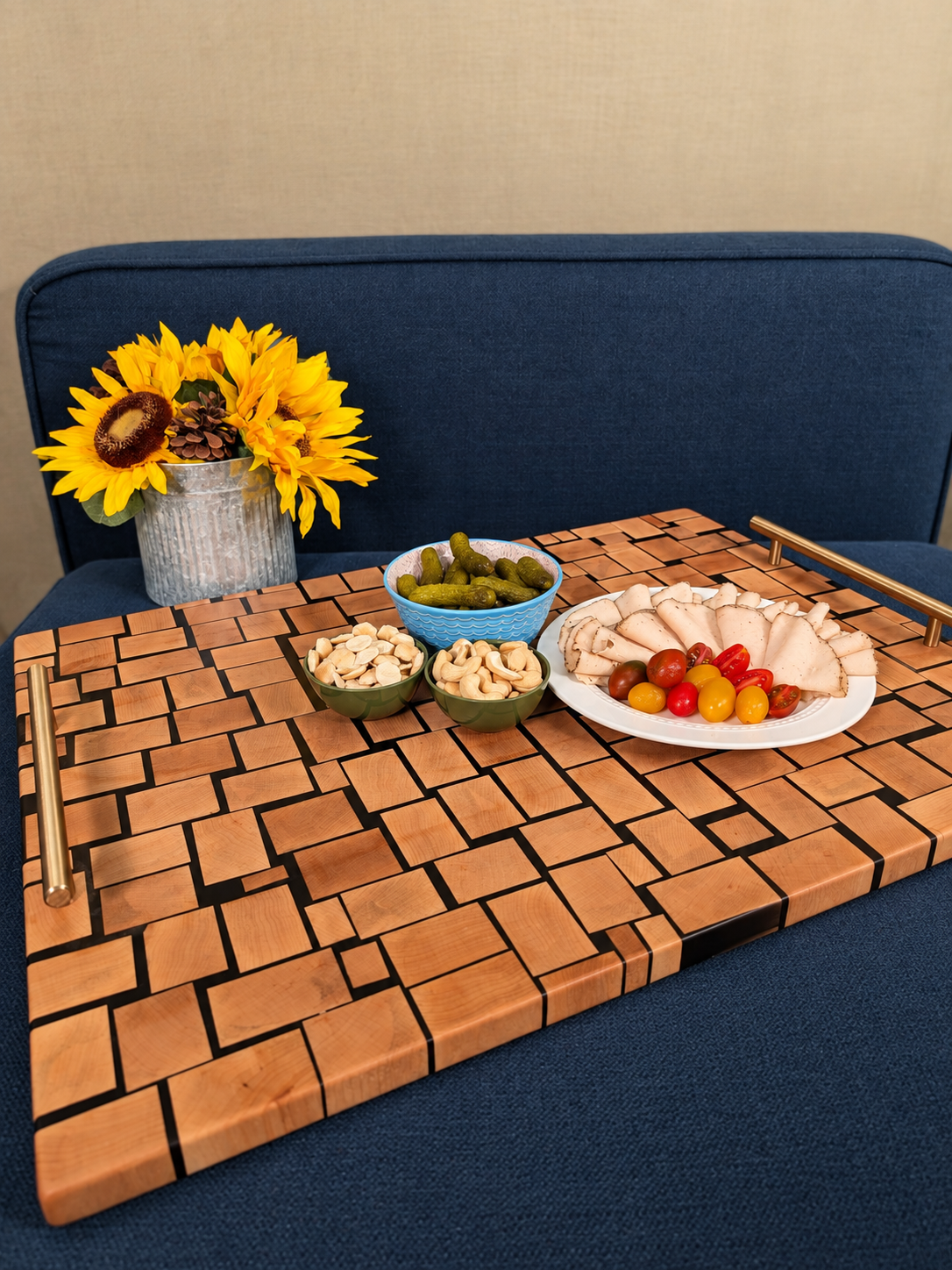 Maple mosaic serving tray