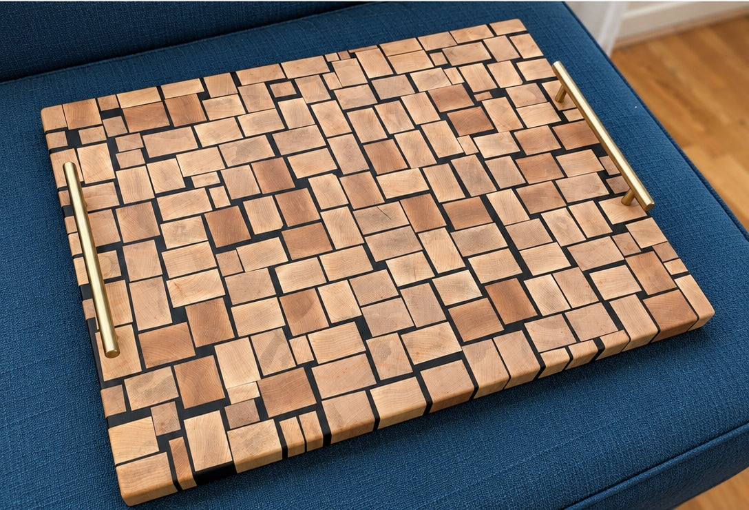 Maple mosaic serving tray